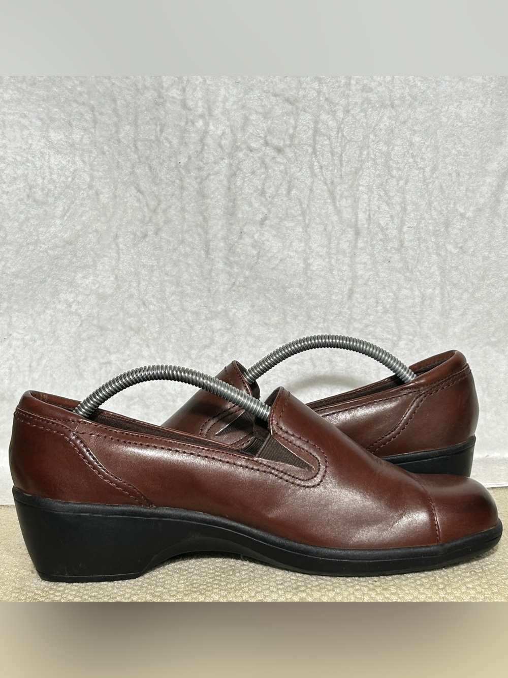 Clarks Womens Brown Leather May Poppy Bendables SlipOn Wedge Loafer Shoes SZ 9M - Picture 6 of 11